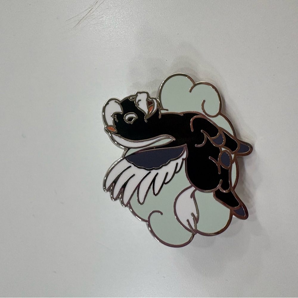 Black and White Bird Enamel Pin - Small Pets Accessory